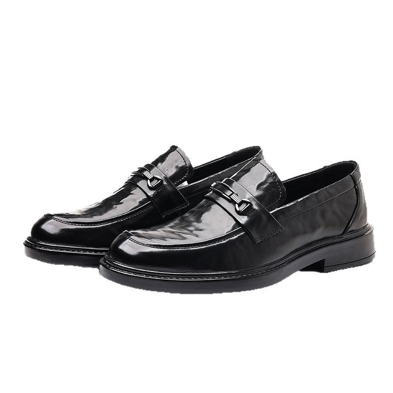 Genuine leather men's slip-on casual shoes - business formal, versatile, trendy, live stream, loafer style