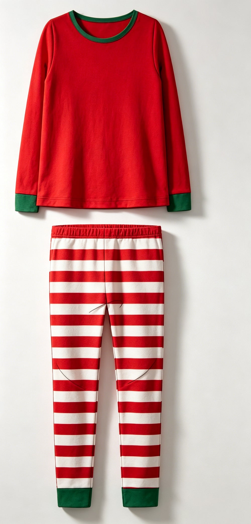 Ready-to-ship  cotton christmas pajamas - european & american style reindeer solid color print long sleeve family matching set