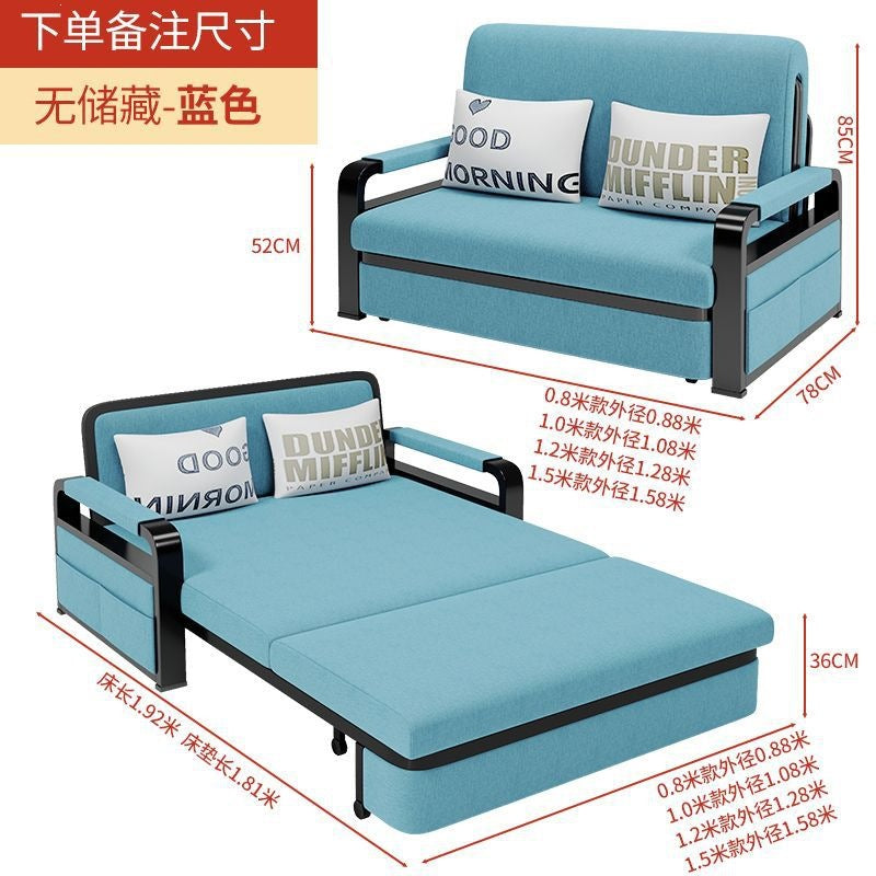 Sofa bed dual-purpose foldable small apartment living room multi-functional telescopic bed popular detachable washable fabric single sofa bed