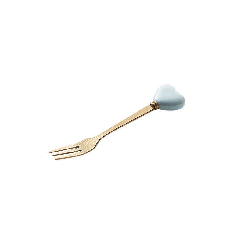 Luxury ceramic spoon stainless steel coffee spoon afternoon tea cake dessert spoon cross-border high-value small fork soup spoon