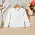 fashionautumgirl beaded long sleevestops with fashionstereo flower skirt pants two-piece set for children and young women