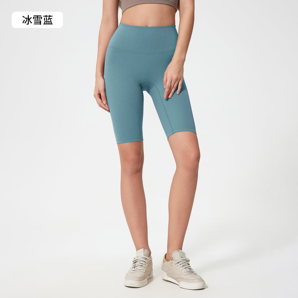 Spring/summer seamless t-line tight 5-inch nude yoga shorts - peach lift, high-waisted workout shorts with pockets - women's dk184