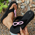 Women's flip-flops summer solid black beach shoes 2025 new style thong sandals chunky sole beach vacation wedge slippers
