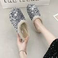 plus size baotou fur slippers for women outwearfleece-linedsequin autumn winternew arrivalstuffed cotton slippers