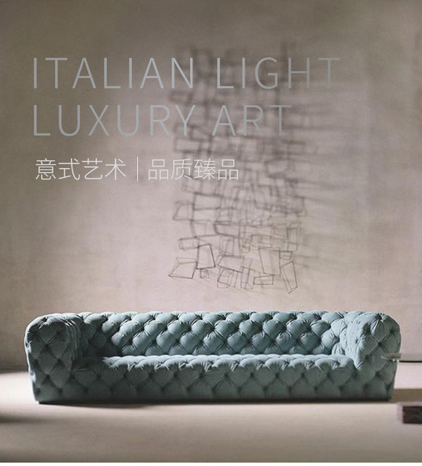Simple and atmospheric Nordic fabric sofa wabi-sabi wind Italian straight row living room pull buckle multi-person sofa factory direct sales