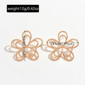 hot-selling metal texture cut out flower earrings japanese and korean version of asymmetrical texture classy sense ins earrings for women