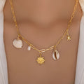 Wholesale beach vacation style necklaces - european & american cross-border summer ocean jewelry for women - seashell, turtle, and sun pendants for the beach
