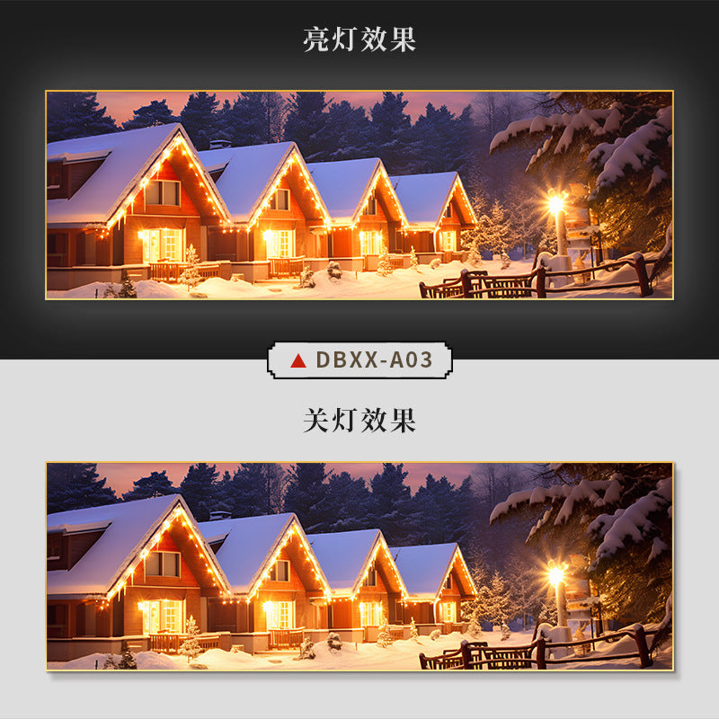 Farmyard Northeast Snow Scene Decorative Painting Rural Folk Scenery Wall Painting Iron Pot Stew Restaurant Light Box Hotel Hanging Painting