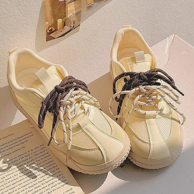 Summer women's bread shoes breathable mesh platform sneakers white shoes versatile with skirts athletic board shoes