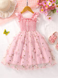 Girls' dress for toddlers and young children, ruffled cami top with mesh skirt