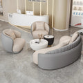 Cream style normcore slate leather corner table modern living room round small apartment size round coffee table sofa combination