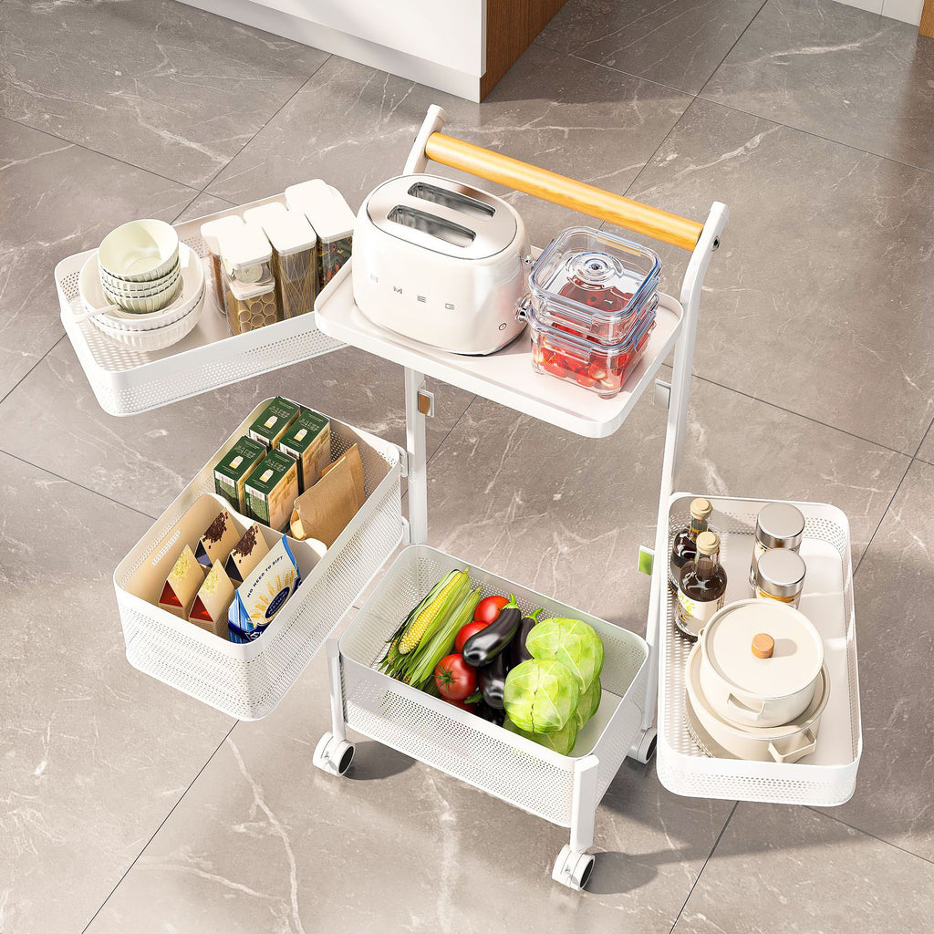 Strictly selected items, rotating floor rack, kitchen, living room, snack trolley, vegetable basket, mobile storage rack
