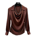 Ready-to-ship  elegant and minimalist blouse for independent e-commerce stores, , , and foreign trade - deep v-neck women's top