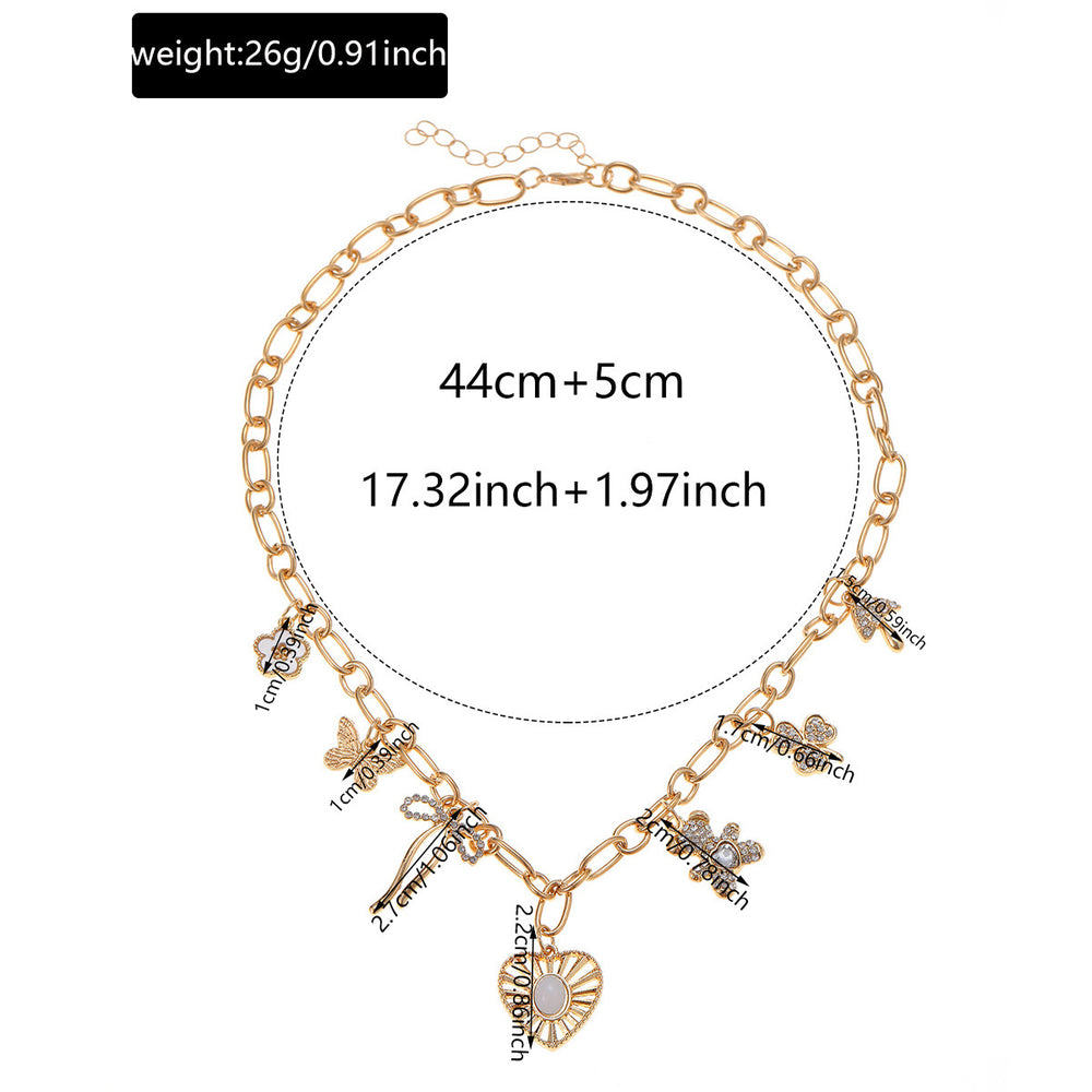 European and american cross-border fresh & sweet heart pendant necklace - floral, bear, bow, clover accessories - choker necklace for women
