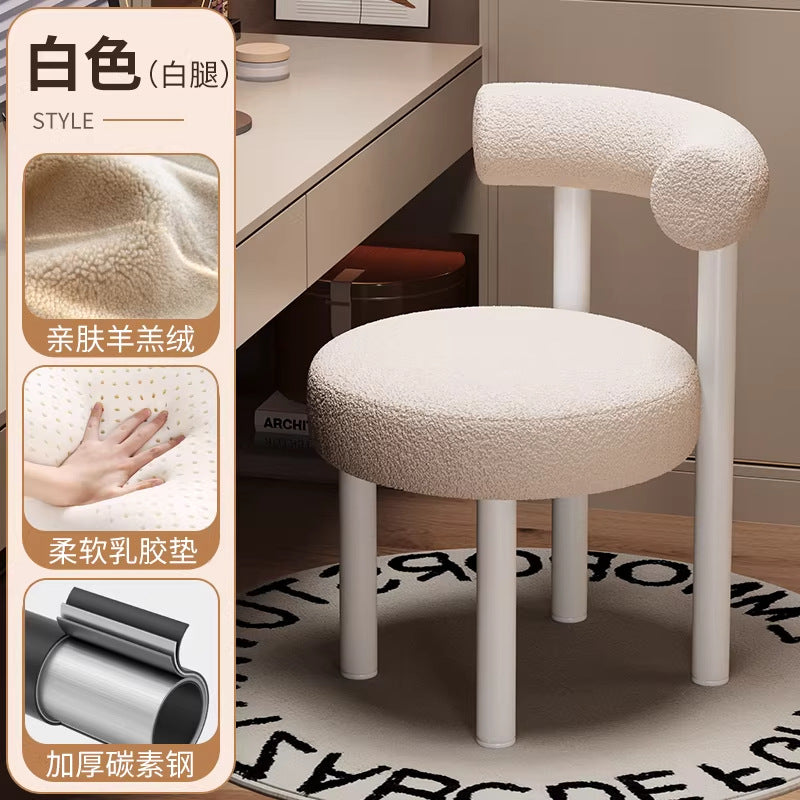 Italian normcore dining chair designer study stainless steel small fat chair fabric restaurant bar chair backrest classyaccessible luxury