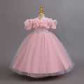Ready-to-ship new off-the-shoulder sequin evening gown wedding dress princess dress piano performance dress for girls/kids