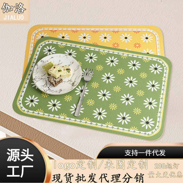 Foreign trade explosive placemat Nordic leather PU waterproof placemat Oil-proof leave-in Western food mat Double-layer placemat Table mat Plate mat