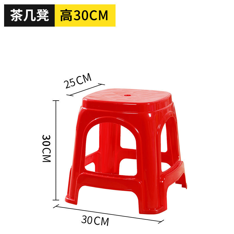 Extra thick red plastic stool cooked glue household thickened dining table stool plastic chair adult high bench high foot stool commercial