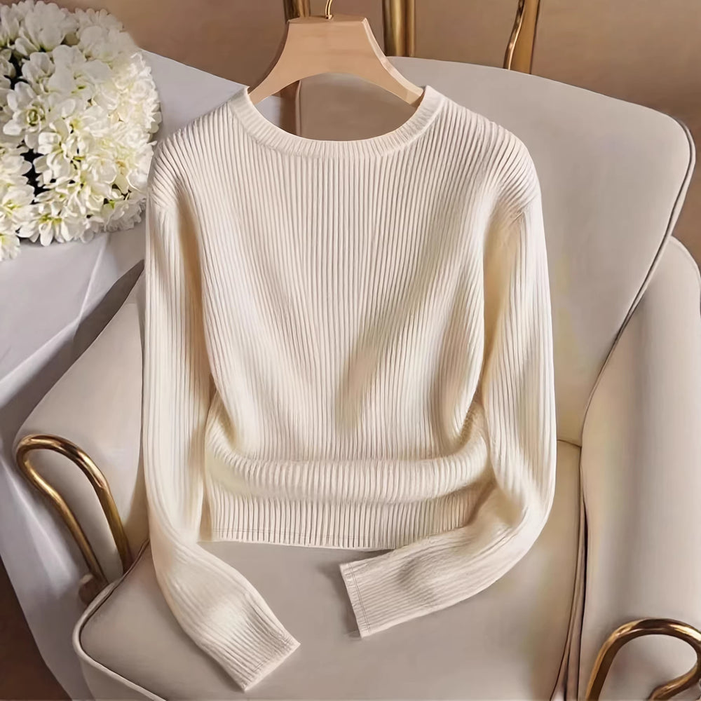 Ready-to-ship  fashion women's new cross-border european and american knitted long-sleeve t-shirt