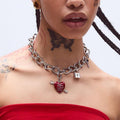 Sweater accessories necklace wholesale european and american cross-border jewelry punk heart sweet cool style high-end pendant clavicle chain for women