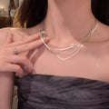 Multi-layered tassel snake bone chain jewelry metal necklace for women french cold style necklace accessible luxury accessories clavicle