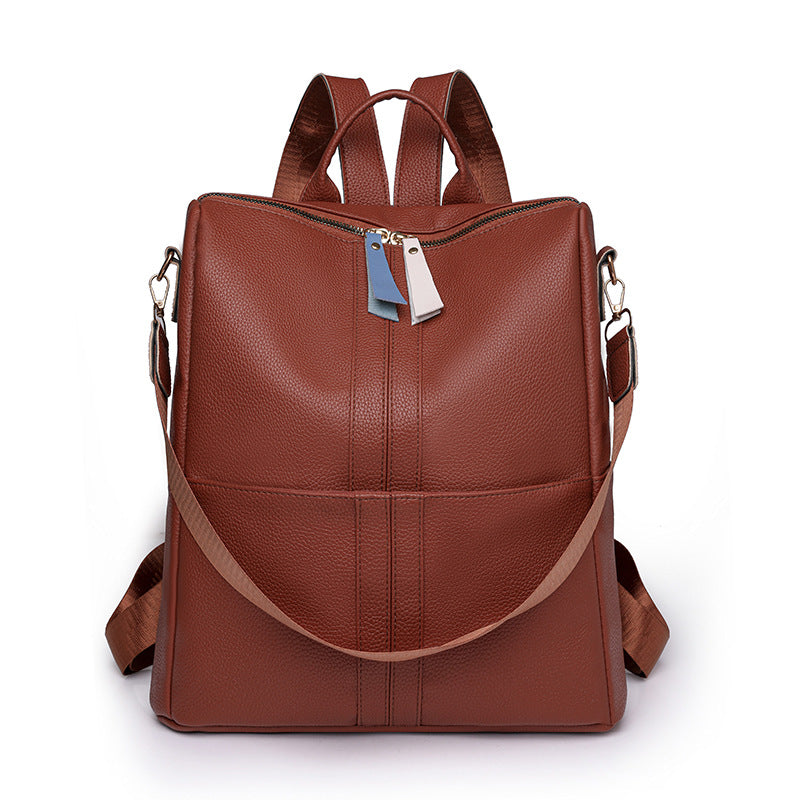 Cross-border wholesale women's backpack large capacity anti-theft commuter travel backpack casual versatile pu soft leather women's bag