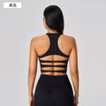 Sexy cut out beautiful back sports intimates women's semi-fixed breast pad nude shaping fitness yoga vest d25084
