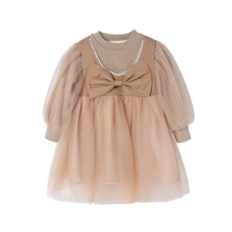 Girls' dress -  autumn collection - korean style long sleeve princess dress - butterfly tutu - sweet mesh dress for baby girls