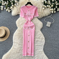 Accessible luxury tweed styleknitting gentle dress women's summer metal buckle silmslimming looka-line eleganceelegant long skirt