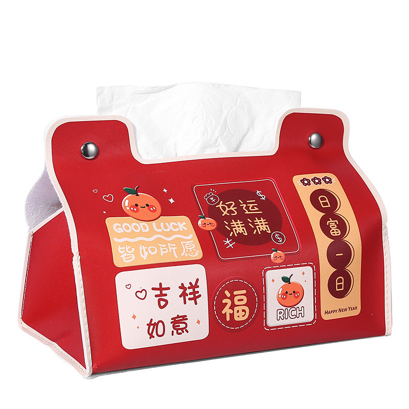 New Year's Geely Tissue Box Festive Creativity Cute Carton Household Living Room Dining Table Restaurant Car Universal Storage