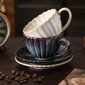 Vintage-inspired, high-end striped ceramic mug with a kiln-fired glaze effect. perfect for hotels, homes, offices, milk, coffee, afternoon tea, or just everyday drinking