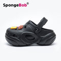 Spongebob squarepants thick sole heightened heel women's summer cool slippers summer outwearnon-sliptoe slippers two-wear beach crocs