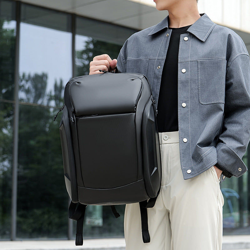 New large-capacity high-end men's backpack, locomotive wind EVA pressure case, computer bag, three-dimensional stylish backpack.