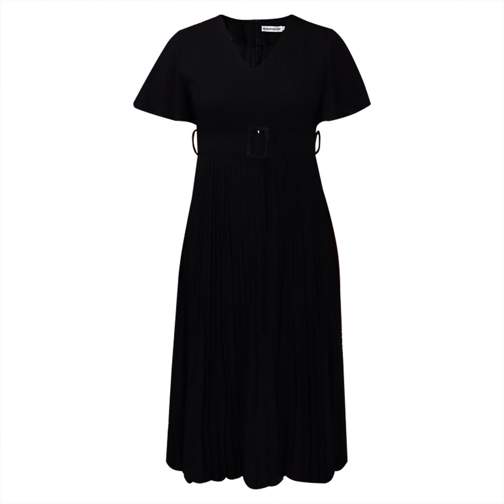 D135t exportv neckruffle sleeve cross-border plus sizepleated africanladieswearfashion cross-border dress