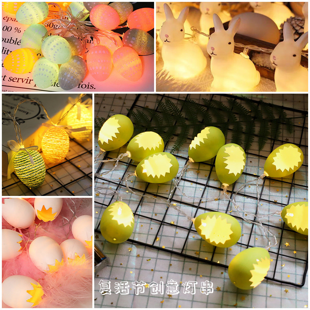 Easter egg carrot light string, bedroom holiday decoration creative LED rabbit decorative lights flashing lights string lights