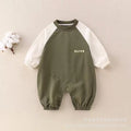 Spring/autumn romper - letter print raglan long sleeve newborn baby outfit - unisex baby jumpsuit - trendy baby bodysuit