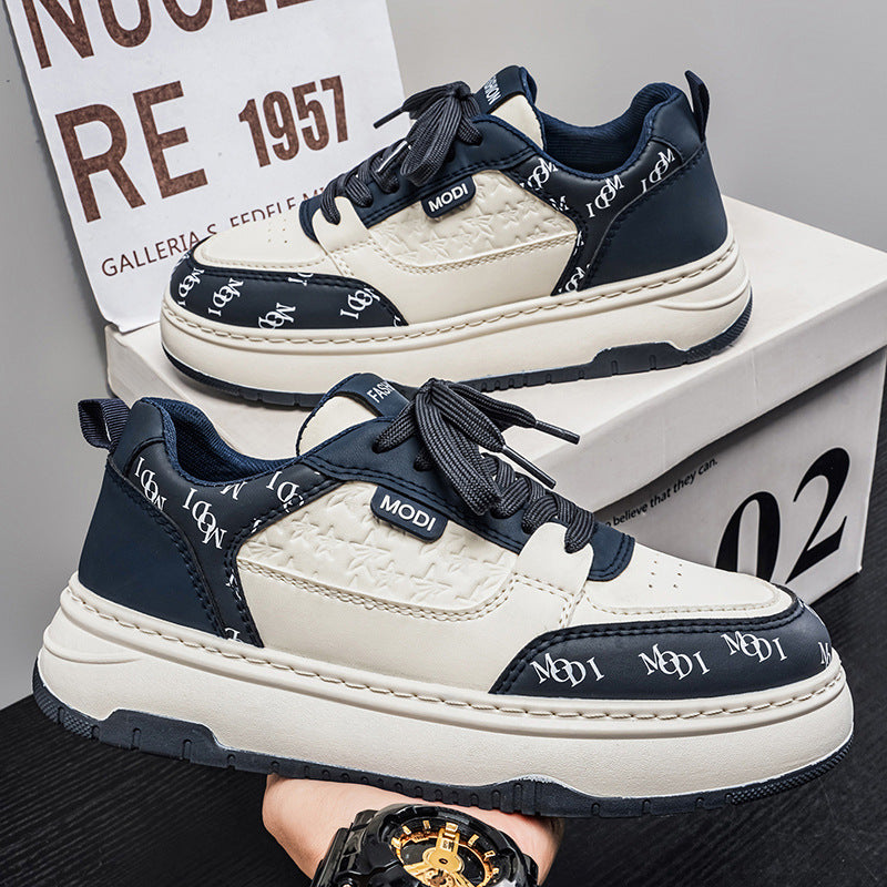 Men's shoes 2026 spring new breathable athletic casual sneakers men's shoes thick sole height increasing white student trendy shoes