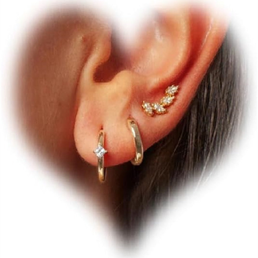 2024 new luxury geometric zircon cartilage earrings - unique, high-end copper plated gold earring set for women