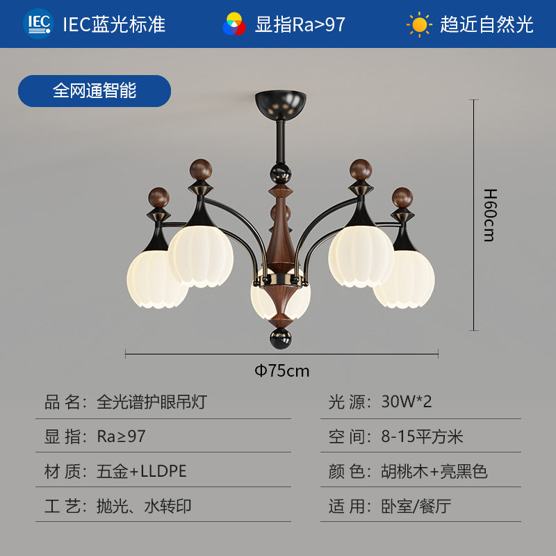 French medieval style living room chandelier modern simplicity high-end hall main lighting 2025 new walnut lamps