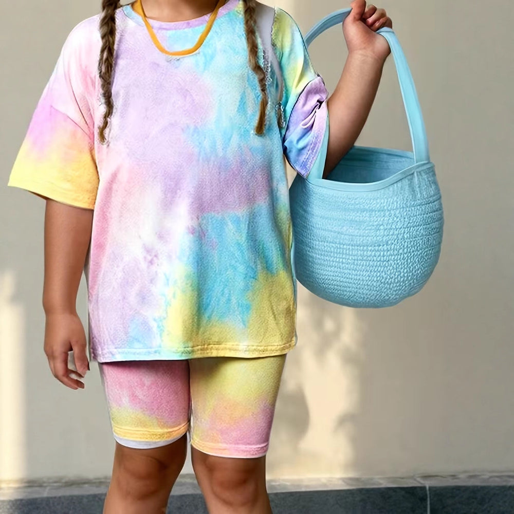 wholesale girls' short-sleeve and shorts sets, fashionable spring, summer, and autumn outfits for girls