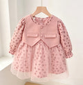 Girls' long-sleeve dress - spring/autumn  new collection - princess style long-sleeve tulle dress with vest overlay (two-piece look)