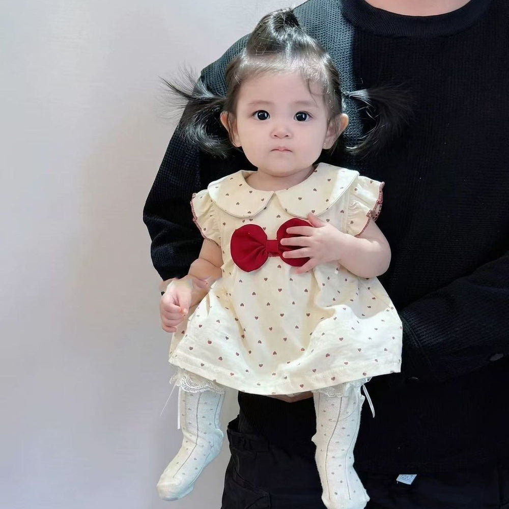 Summer baby girl's new romper dress, infant dress, crawler, and korean-style heart-patterned romper