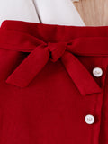 Kids clothing cross-border exclusive i  fashion children's clothing new arrival children's white tops short skirt