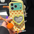 Suitable for apple 17promax mobile phone case polka dot love mirror holder color ball lanyard iphone18 soft case 15