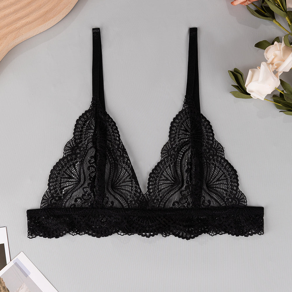 Fashionexport triangle cup french thin strap sexyintimates women's new pure desire lace lace breathable back bra