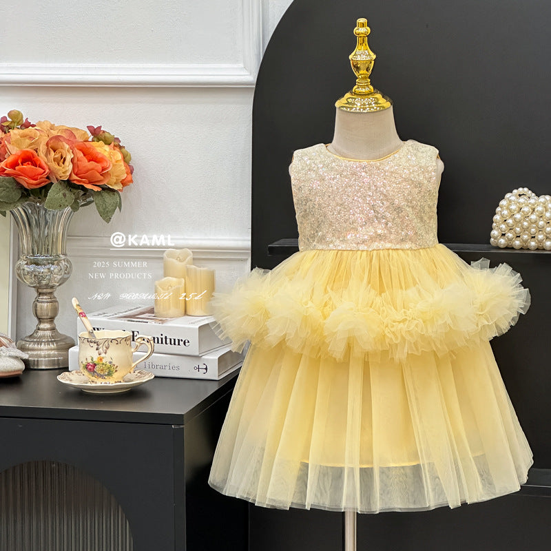 【ready to ship】girls' dress -  new korean style, chic kids' mesh princess dress, vest dress with tulle skirt