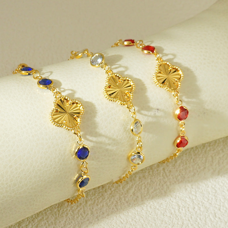 Four-leaf clover women's bracelet - stylish, luxurious copper jewelry, perfect valentine's day, birthday, or party gift