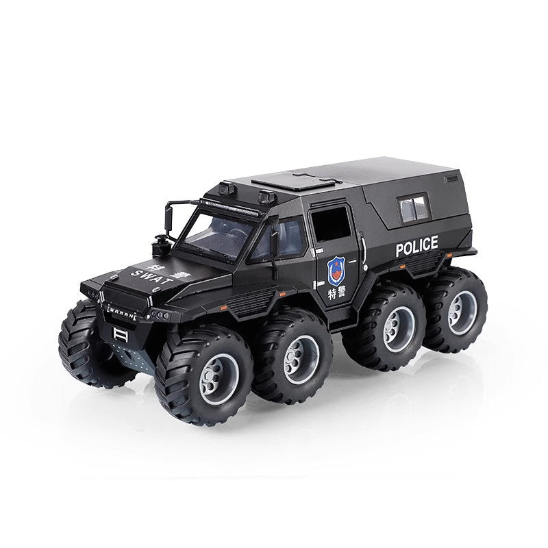 Kids' large-sized toy police car, alloy off-road vehicle, realistic model car, armored swat car, new cross-border product for boys