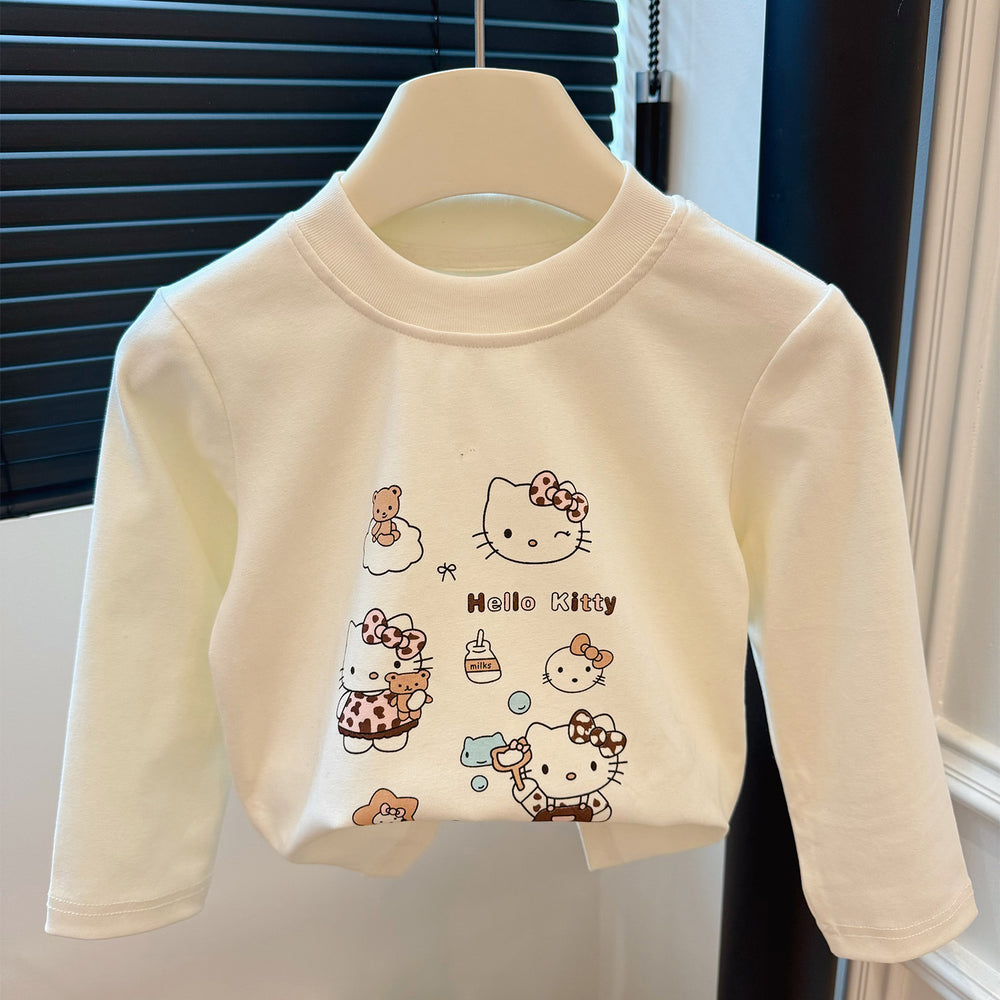 New spring girls' long-sleeve base layer t-shirt top, stylish and casual baby girl's fashionable sweatshirt, trendy children's clothing