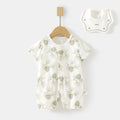 Green (pine cone ice oxygen cotton short romper) - includes bib